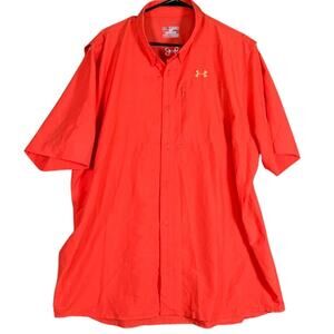 Under Armour Mens Shirt Orange Loose Polo Heatgear Breathable Activewear 2X